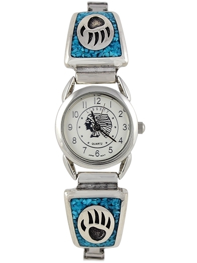 Damenuhr, Uhrtips Silber, Trkis*, Bear Paw, Southwest Art