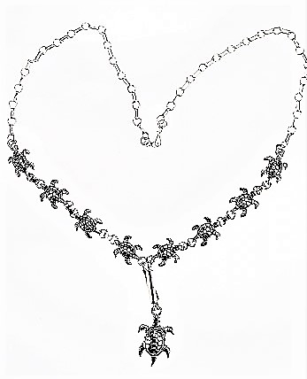 Halskette, Silber, Turtle Trail, Navajo Art, 63 cm